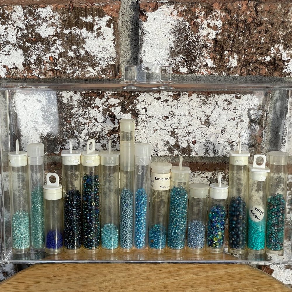 Delicas Jewelry Beads Lot 30 Mixed Blues, Teals & Aqua Colors Jewelry & Crafts